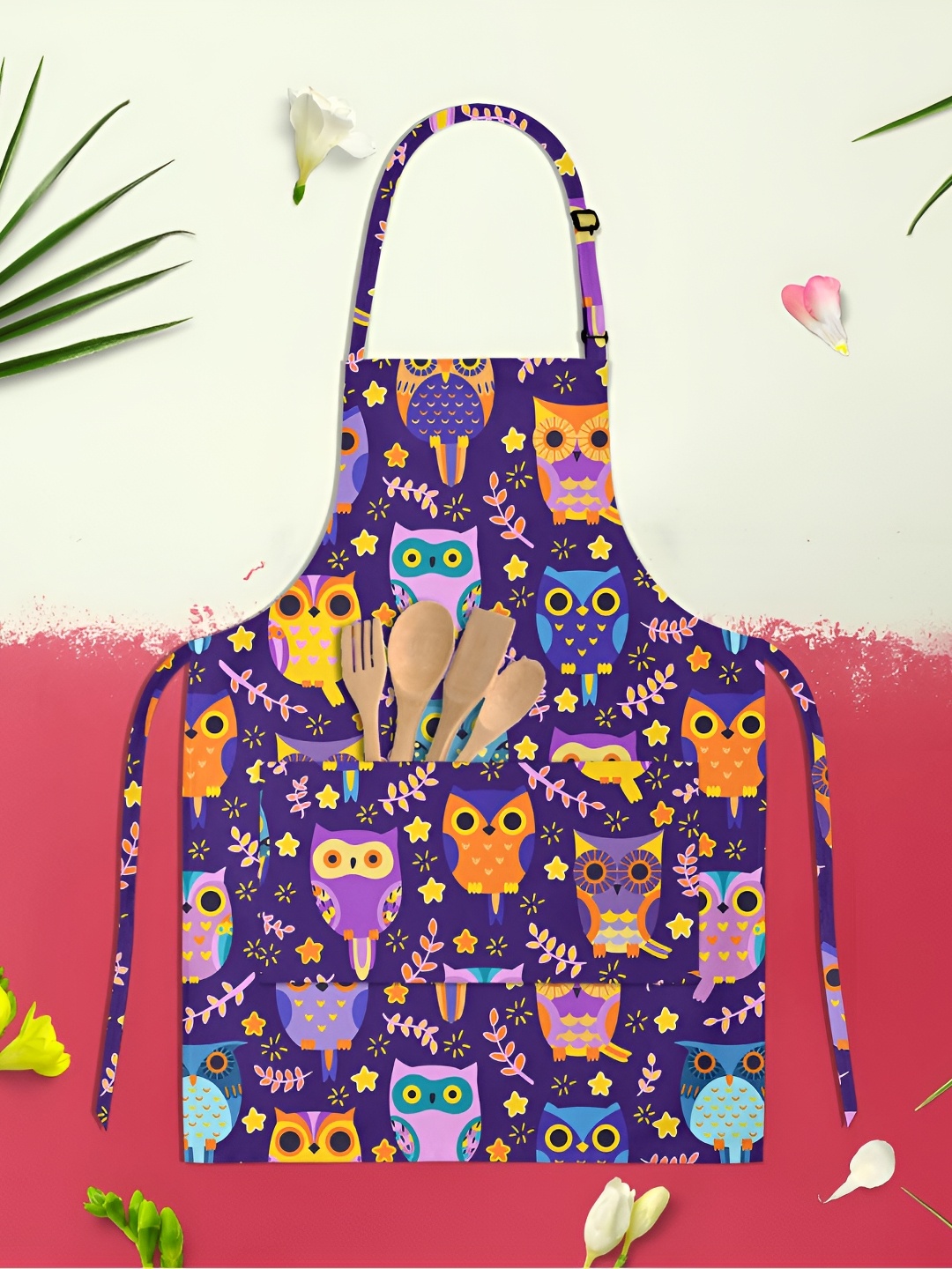 

ArtzFolio Purple & Yellow Printed Pure Cotton Apron
