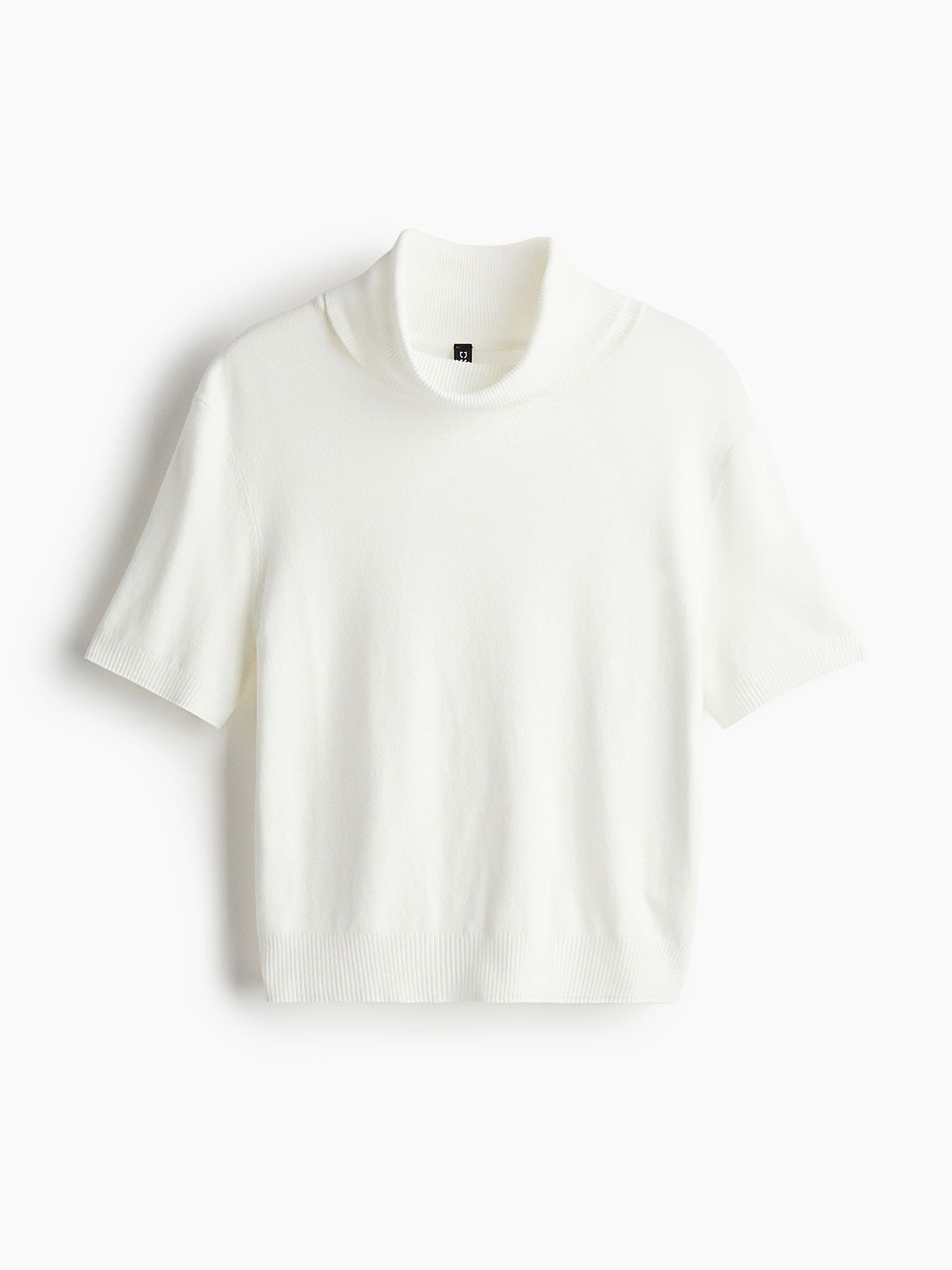 

H&M Women Fine-Knit Polo-Neck Top, White