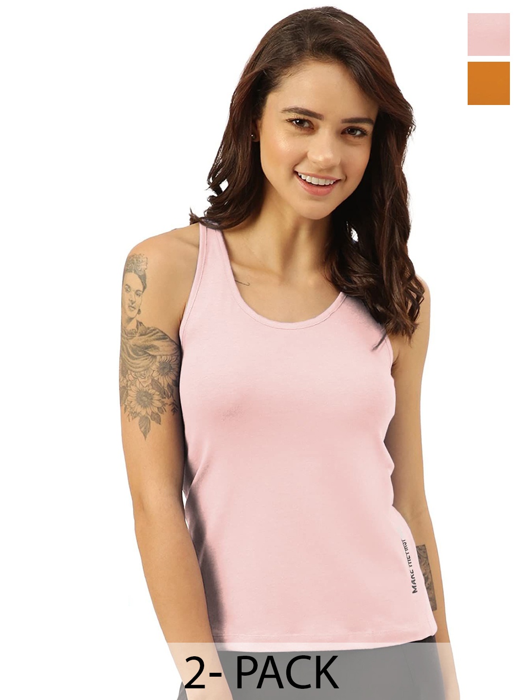 

FREECULTR Women Pack Of 2 Tank Top, Mustard