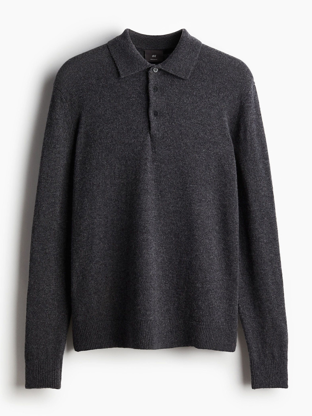 

H&M Men Wool Polo Jumper, Grey