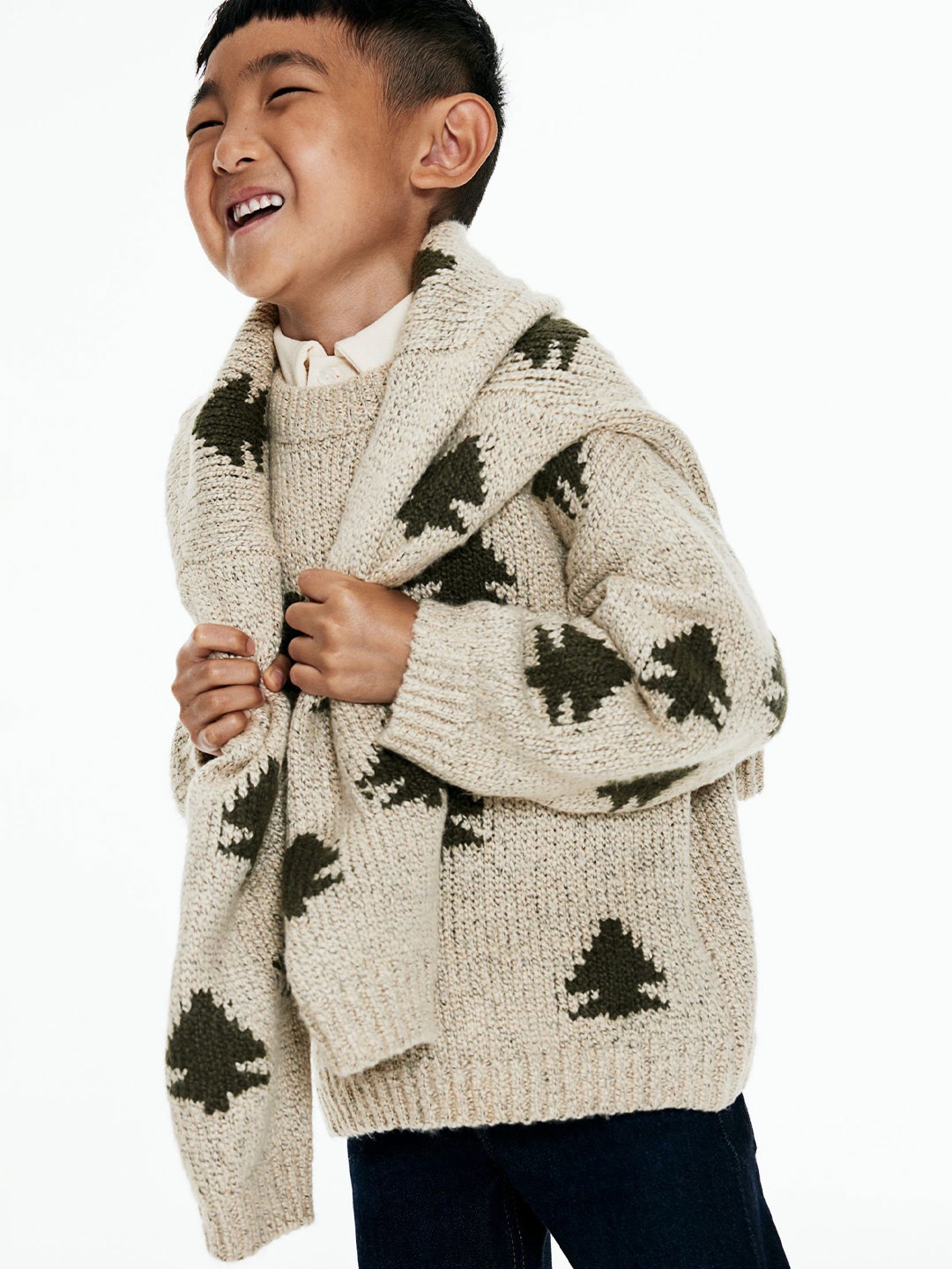 

H&M Boys Jacquard-Knit Jumper, Beige