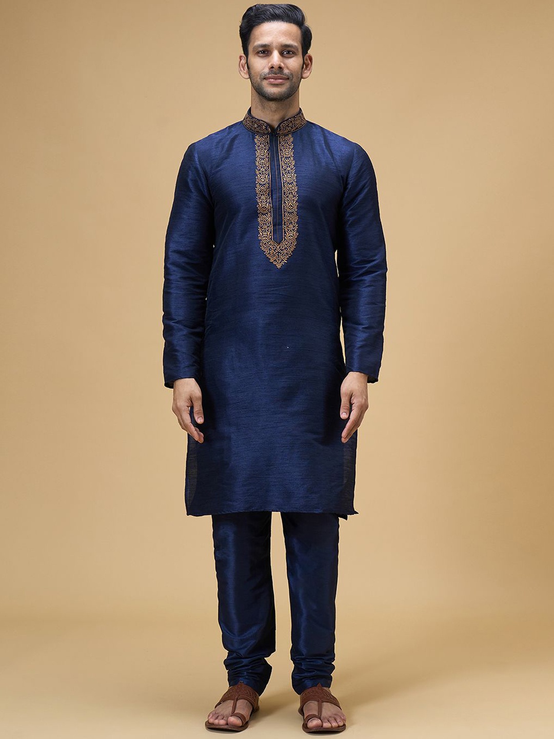 

Arihant Rai Sinha Straight Thread Work Kurta with Churidar, Blue
