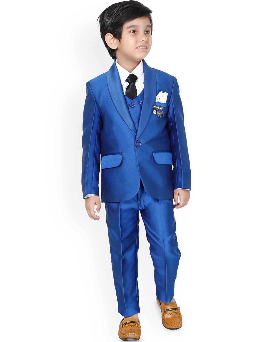 

BAESD Boys 5 Piece Single-Breasted Mandarin Collar Suits, Blue