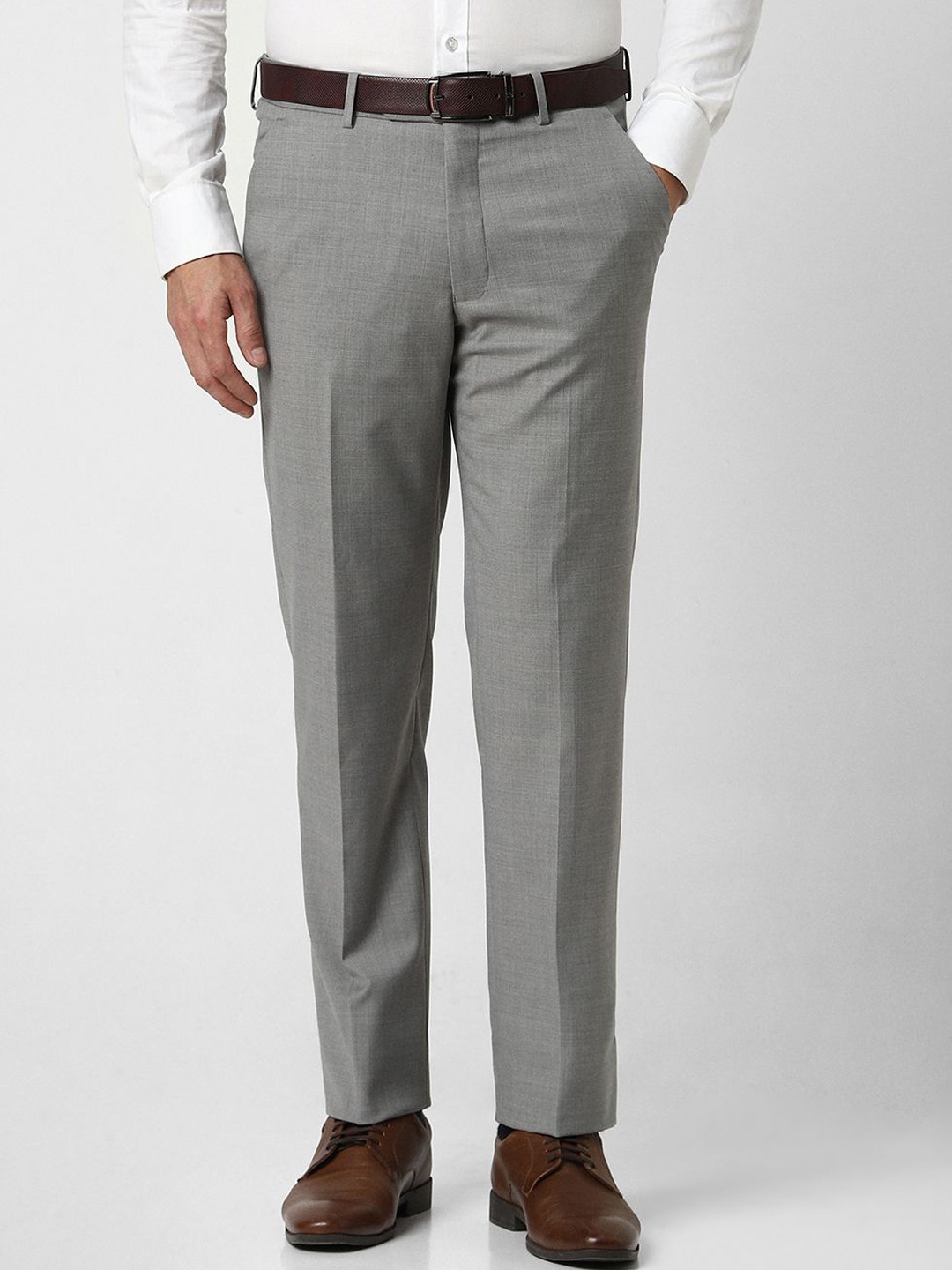 

Luxure by Louis Philippe Men Slim Fit Mid-Rise Formal Trousers, Grey