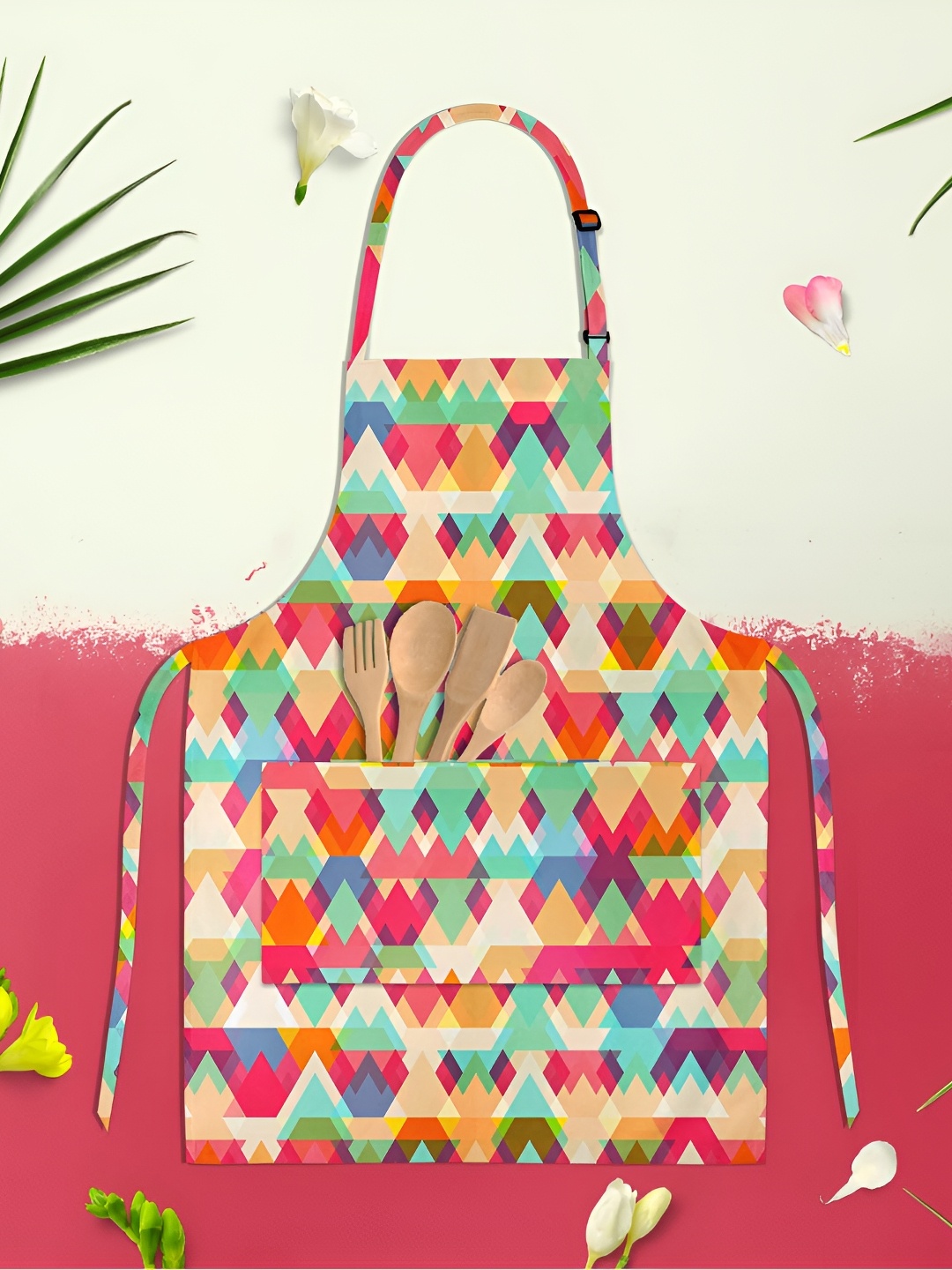 

ArtzFolio Kids Beige & Red Printed Cotton Aprons