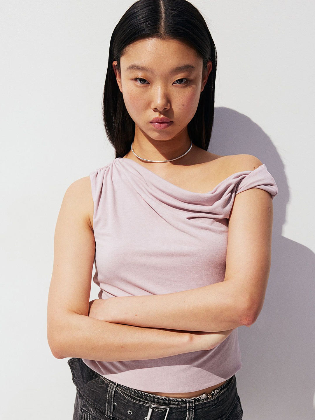 

H&M One-Shoulder Top, Pink