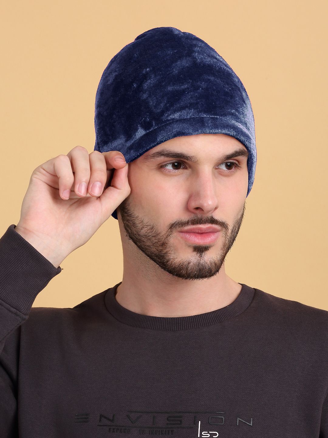 

KLOTTHE Men Set Of 2 Wool Beanie Caps, Blue