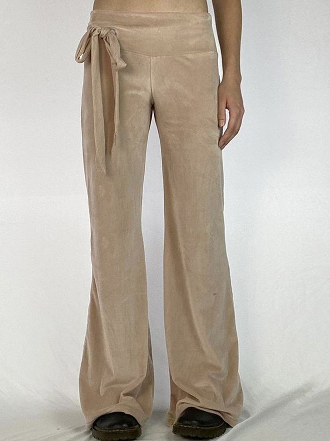 

LULU & SKY Women Flared Trousers, Beige