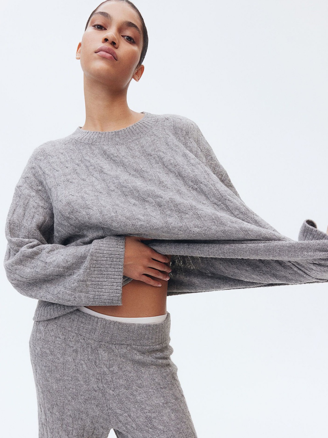 

H&M Cable Knit Lounge Pants, Grey