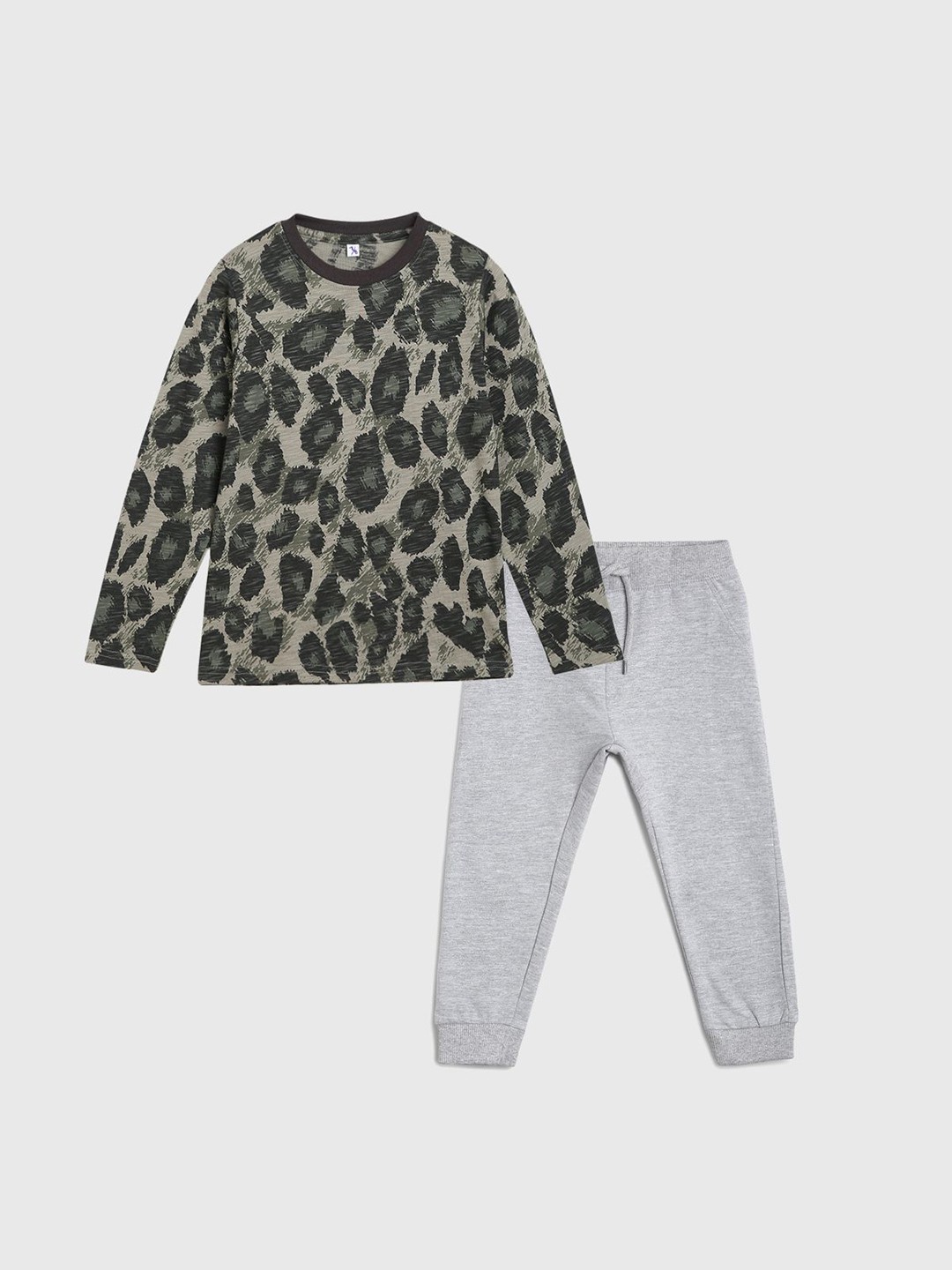 

ETCHED DESIGN Boys Printed Pure Cotton T-shirt with Joggers, Green