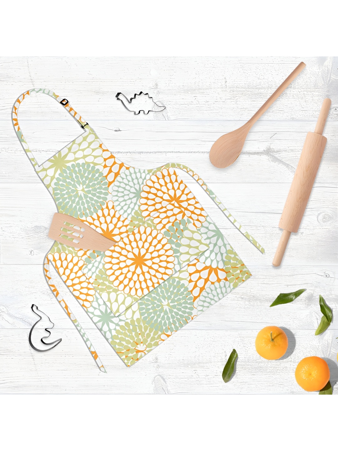 

ArtzFolio White & Green Printed Cotton Aprons