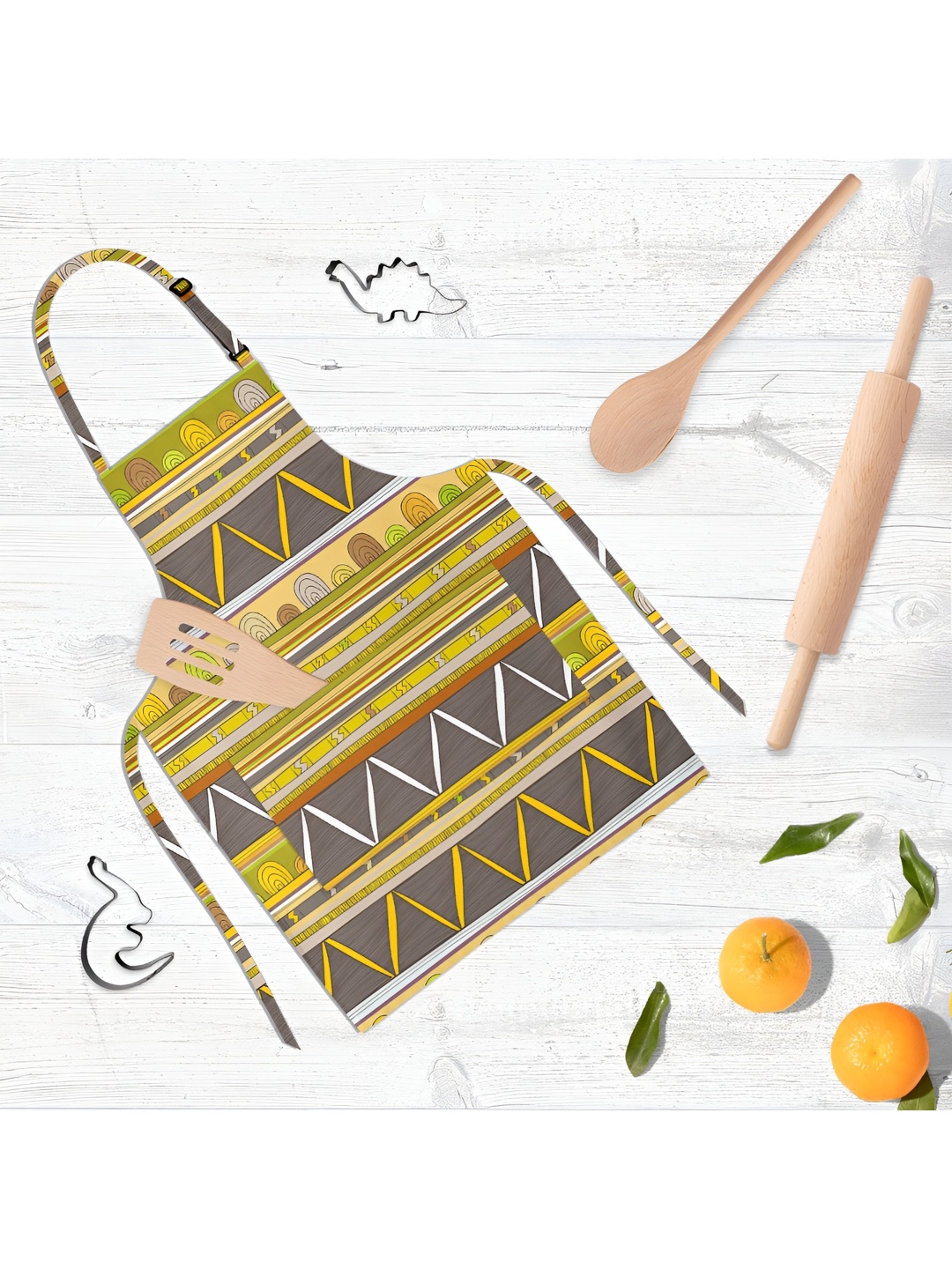 

ArtzFolio Kids Grey & Green Printed Cotton Aprons