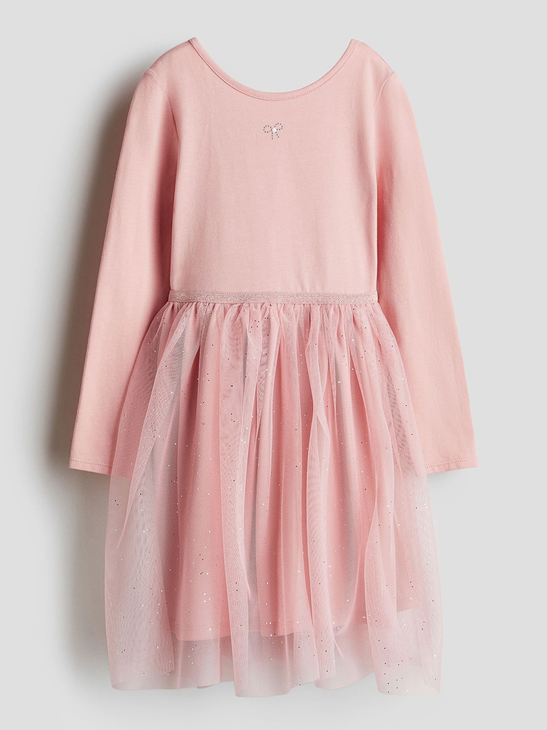 

H&M Girls Round Neck Long Sleeves Tulle Skirt Dress, Pink