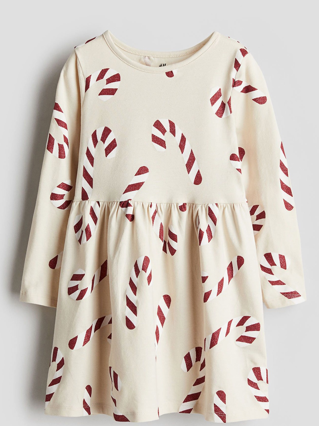 

H&M Girls Printed Cotton Dress, Beige
