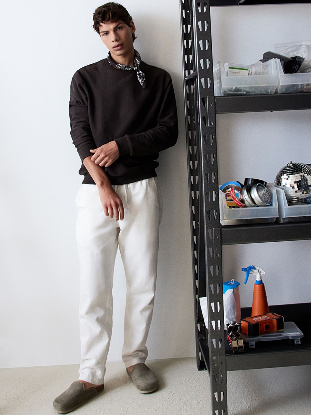 

H&M Men Relaxed-Fit Trousers, White