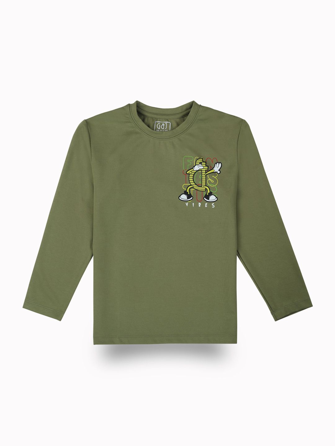 

Gini and Jony Boys Typography Printed T-shirt, Olive
