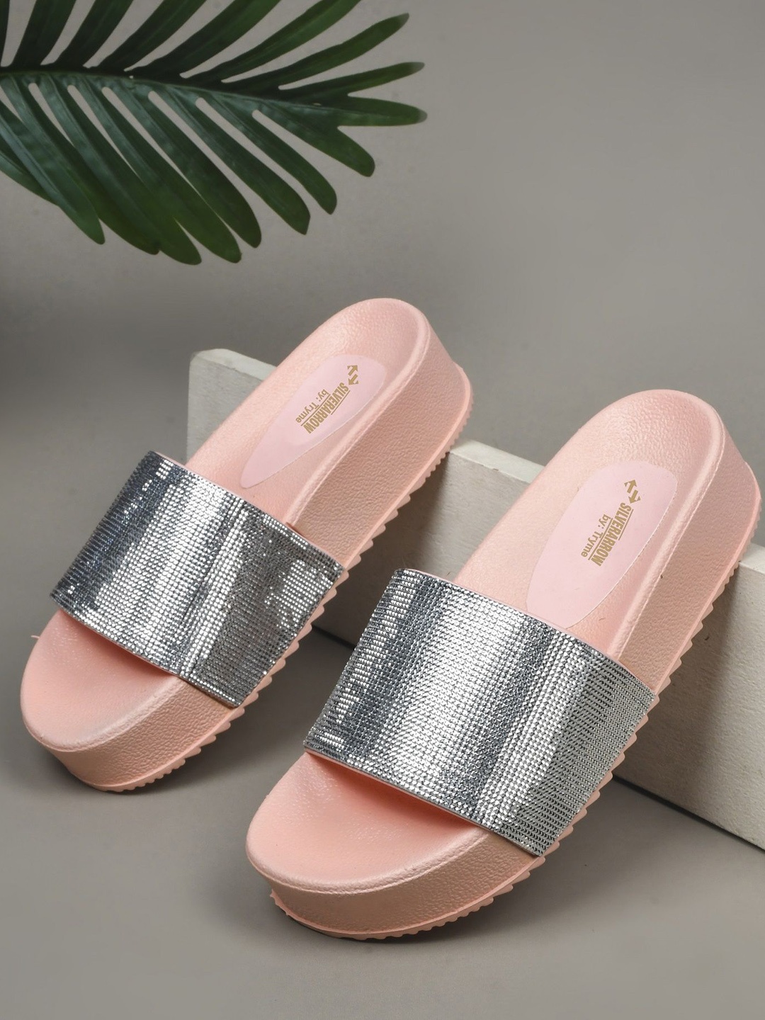 

Try Me Women Ethnic Synthetic Leather Open Toe Platform Sandals, Pink