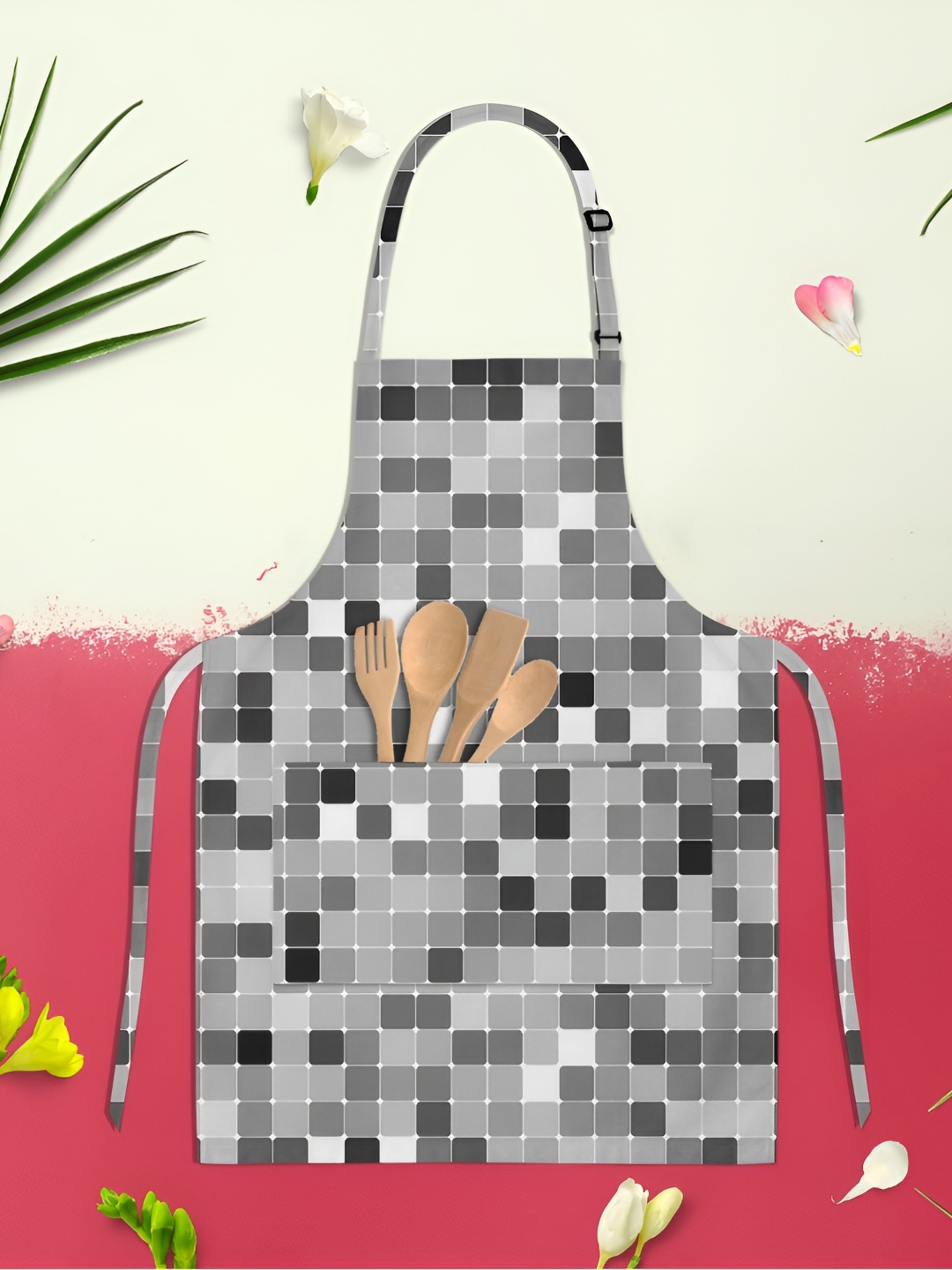 

ArtzFolio Black & Grey Printed Cotton Apron