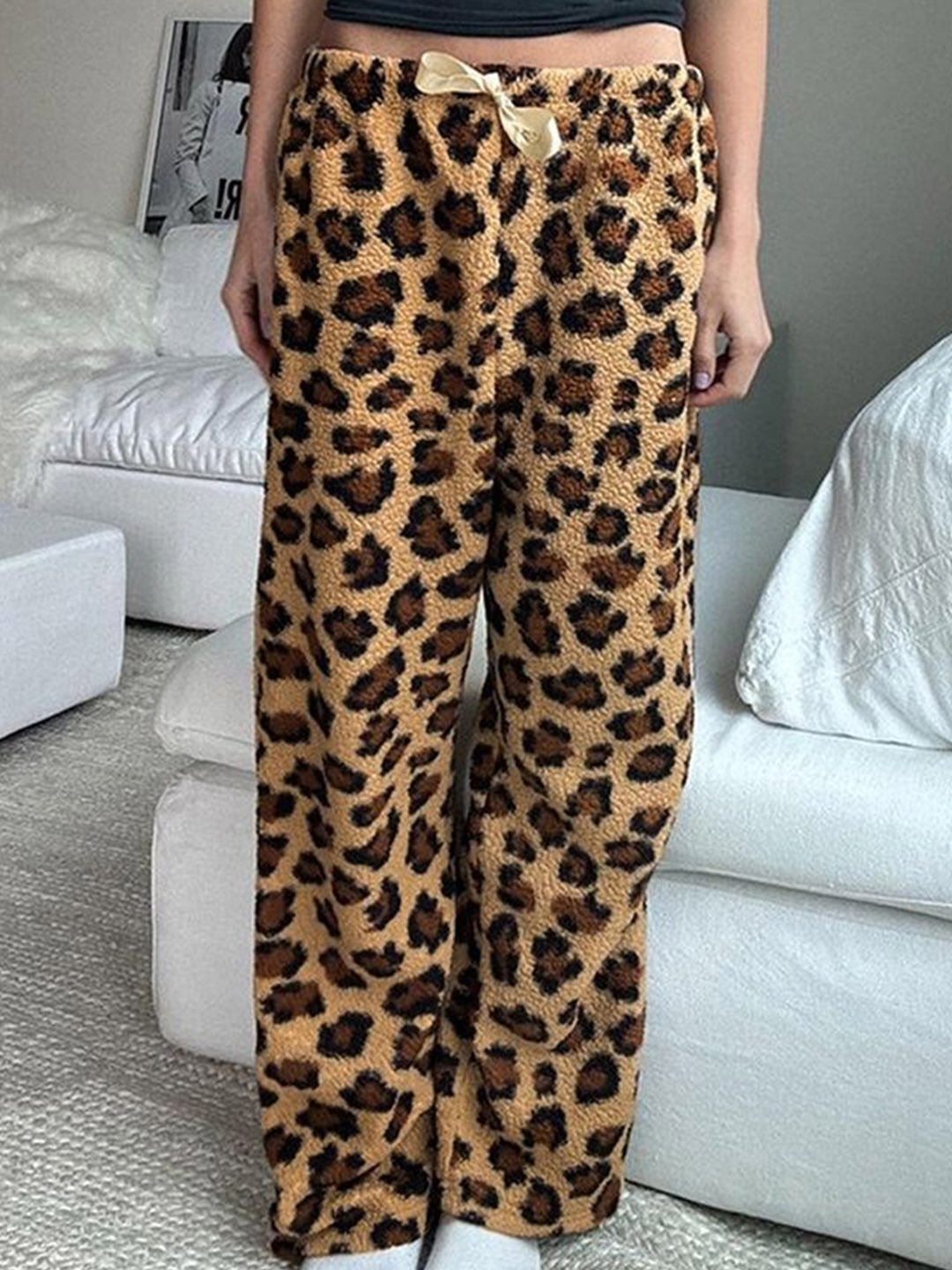 

LULU & SKY Women Animal Printed Straight Fit Mid-Rise Trousers, Brown