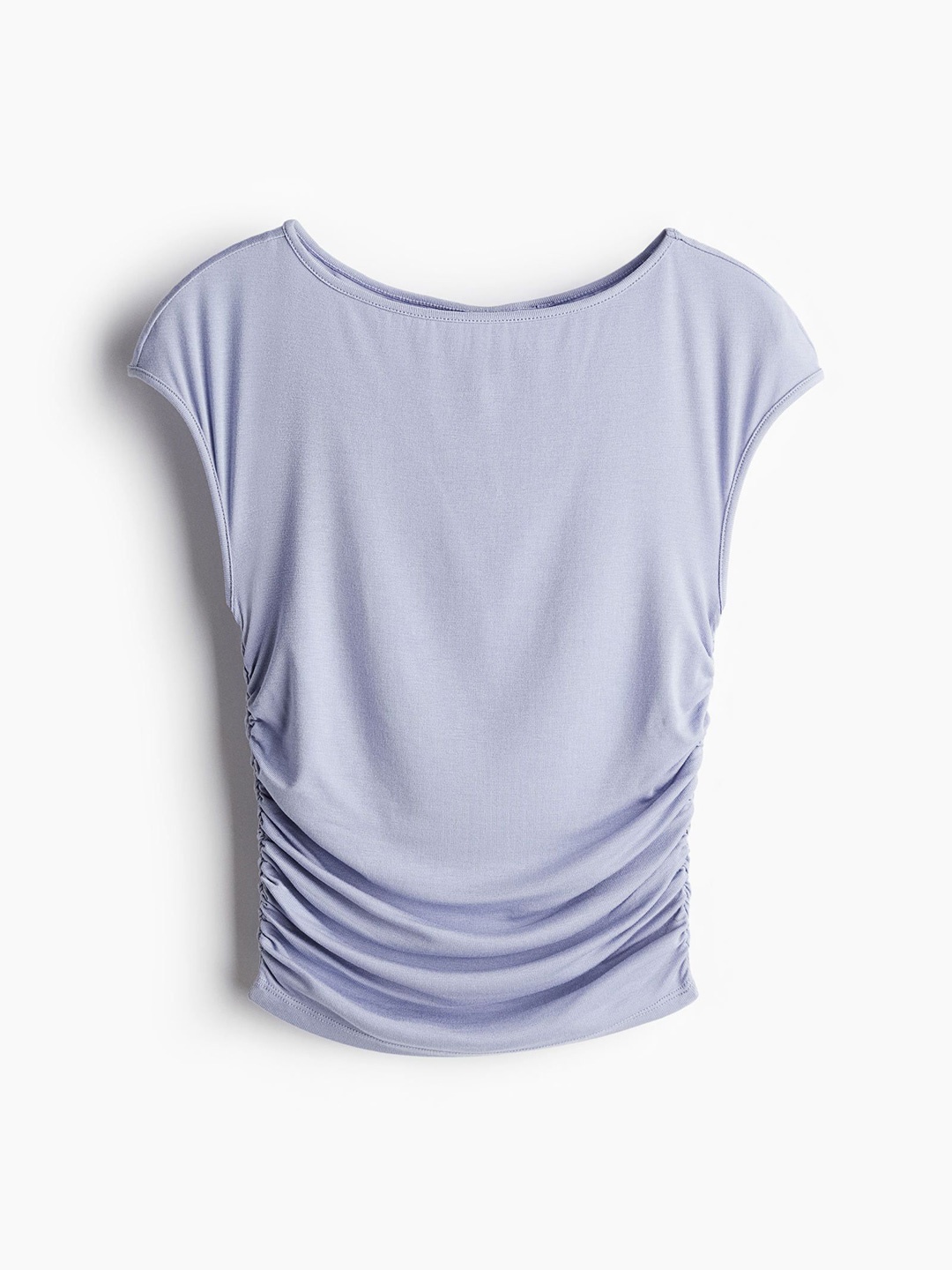 

H&M Women Gathered Cap-Sleeved Top, Blue