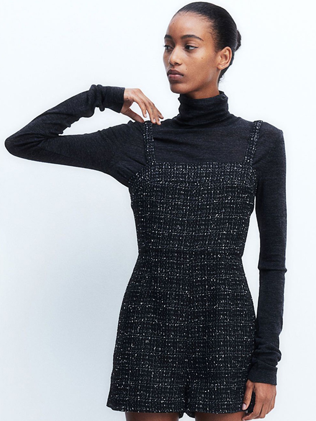 

H&M Square-Neck Playsuit, Black