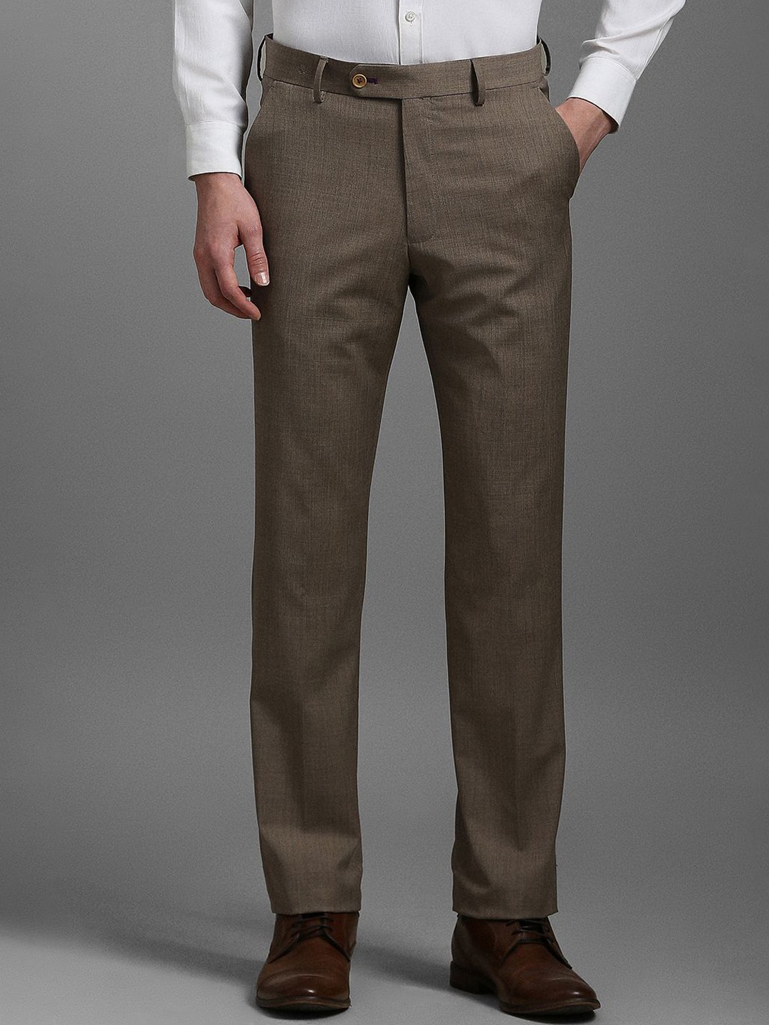 

Luxure by Louis Philippe Men Slim Fit Mid-Rise Trousers, Brown