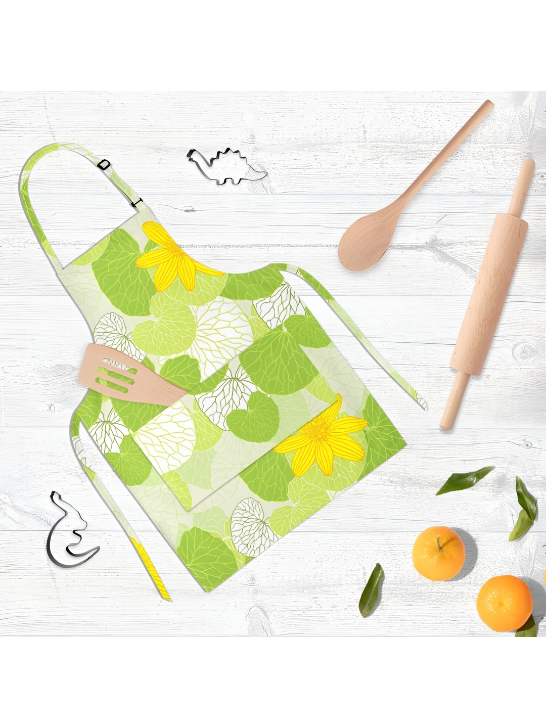 

ArtzFolio Green & White Printed Cotton Aprons
