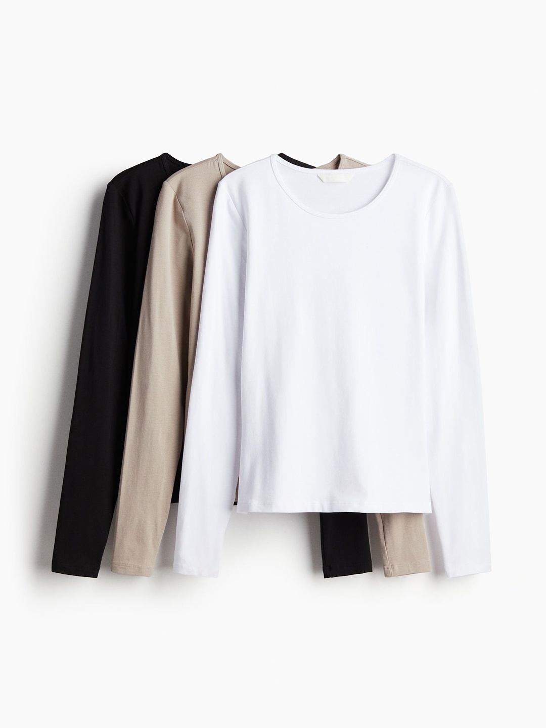 

H&M Pack of 3 Jersey Tops, Beige