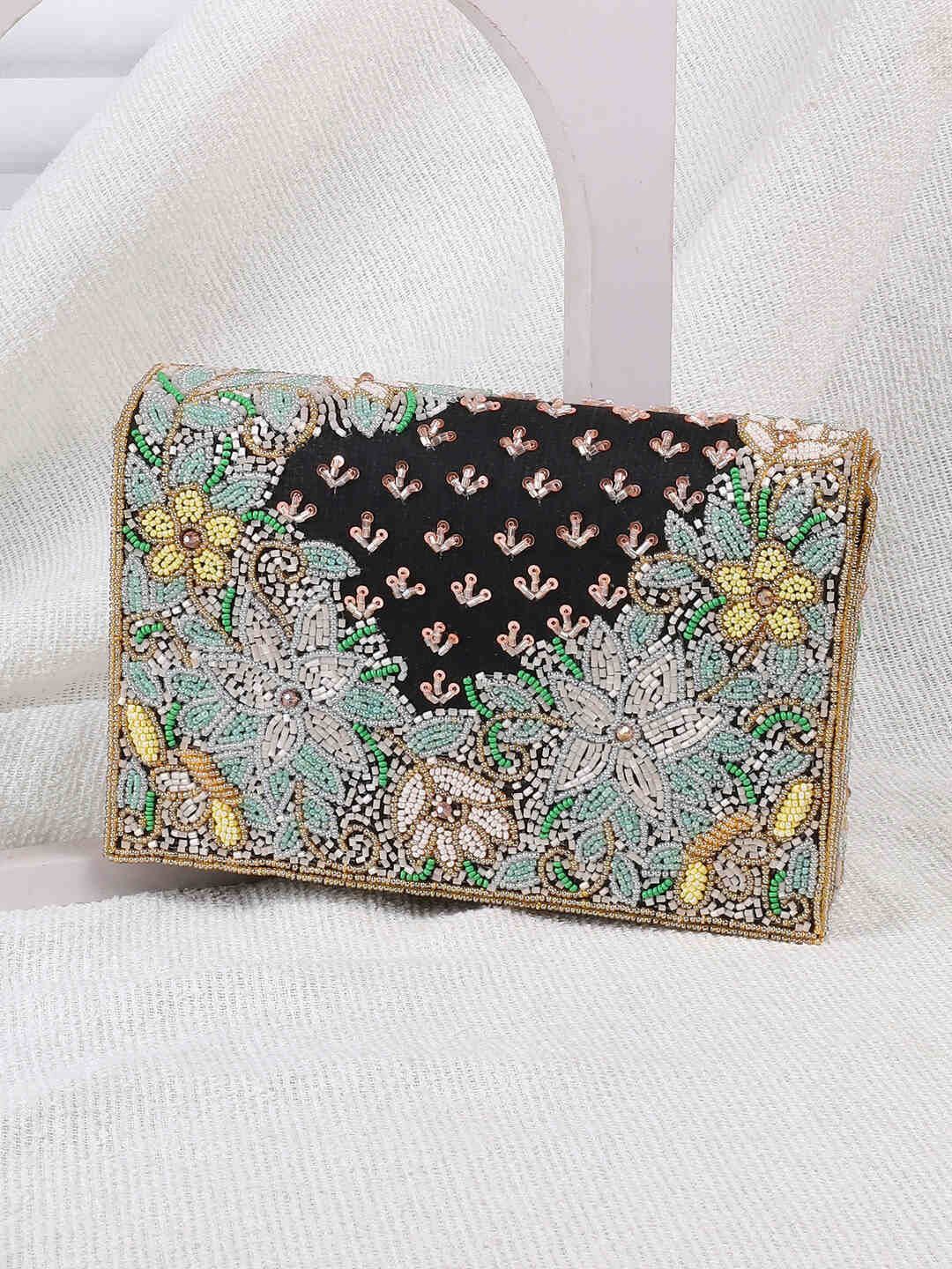 

Metro Embroidered Purse Clutch, Black