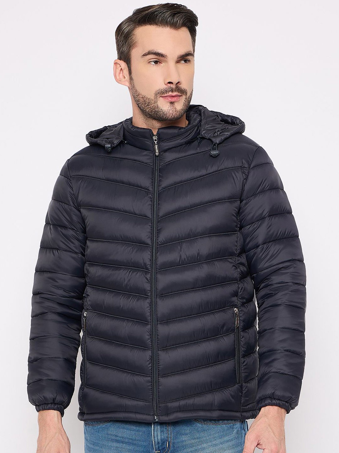 

Camey Men Hooded Solid Casual Puffer Jacket, Navy blue
