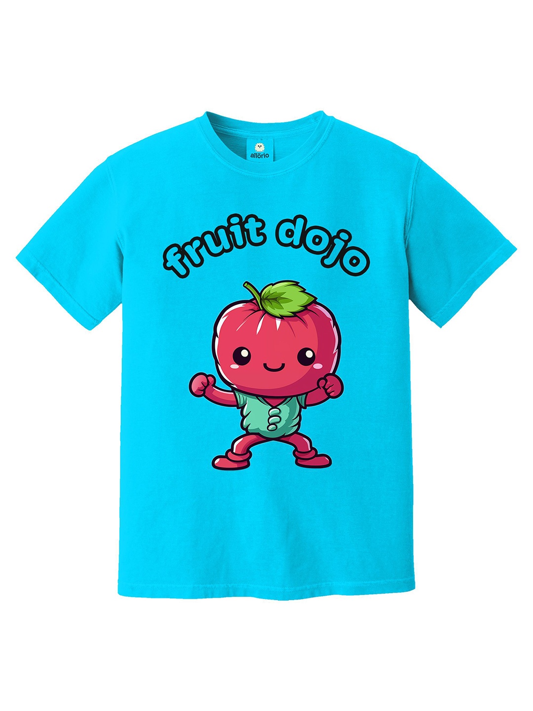 

allorio kids Girls Printed Pure Cotton Applique T-shirt, Blue
