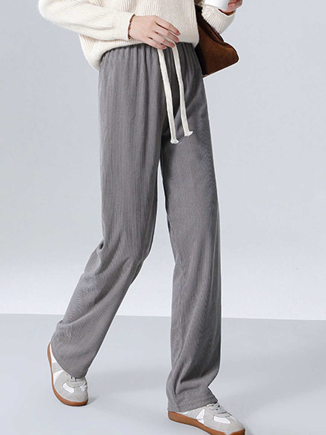 

LULU & SKY Women Straight Fit High-Rise Trousers, Grey
