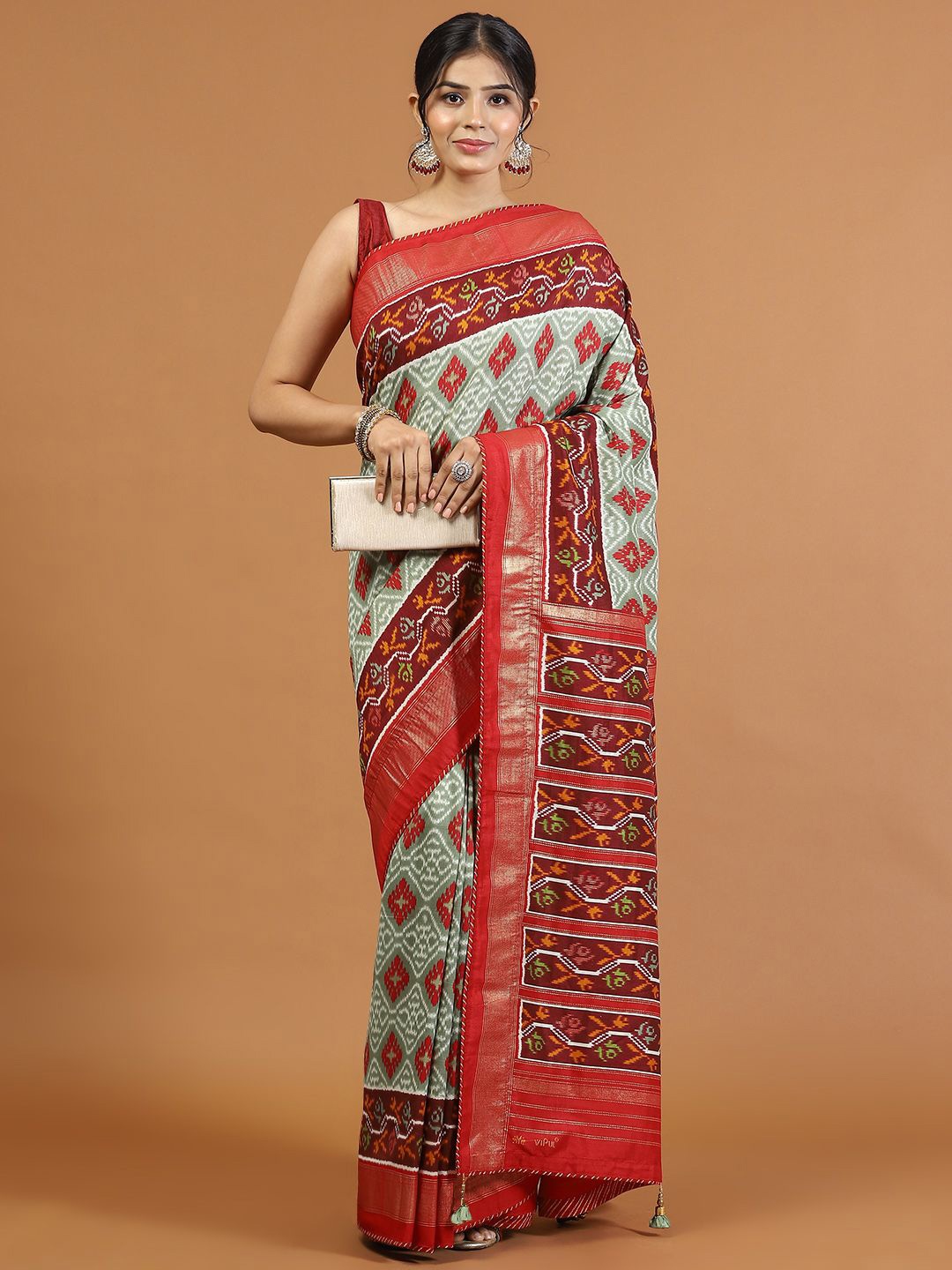 

Meena Bazaar Women Abstract Printed Art Silk Saree, Sea green