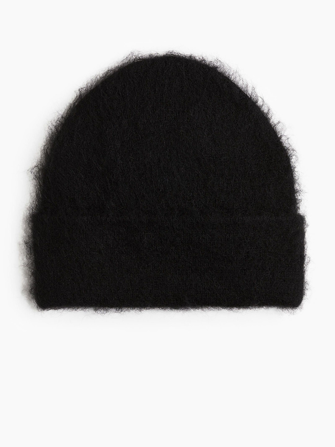 

H&M Men Fuzzy Wool-Blend Beanie, Black