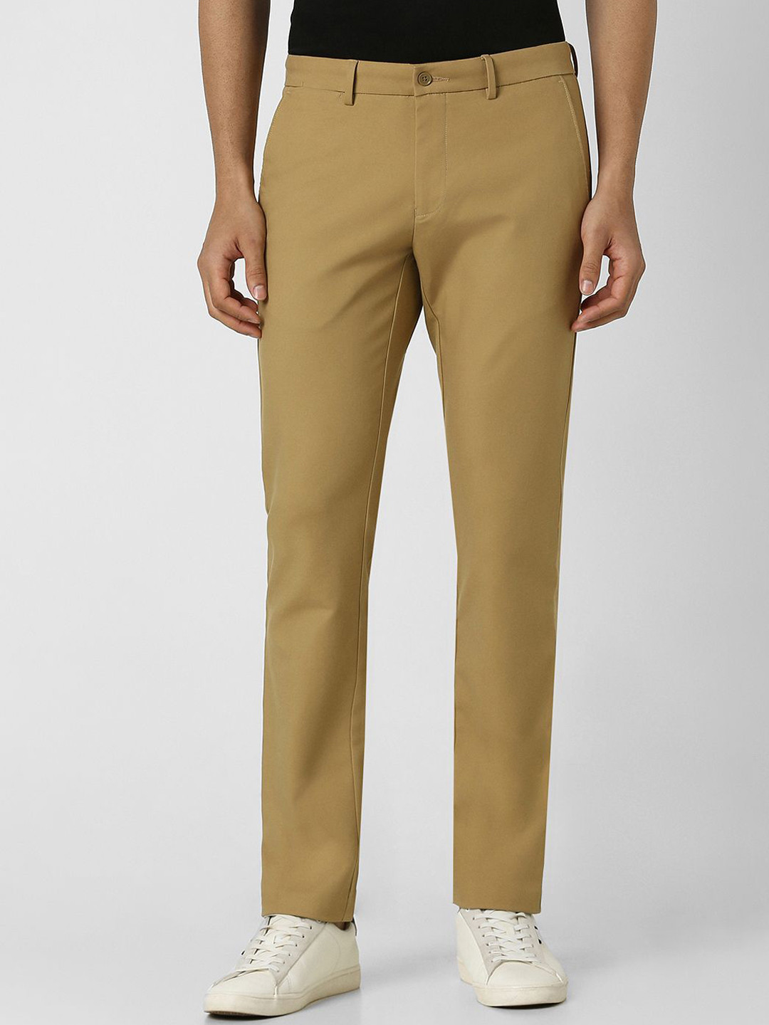 

Van Heusen Men Slim Fit Mid-Rise Formal Trousers, Khaki