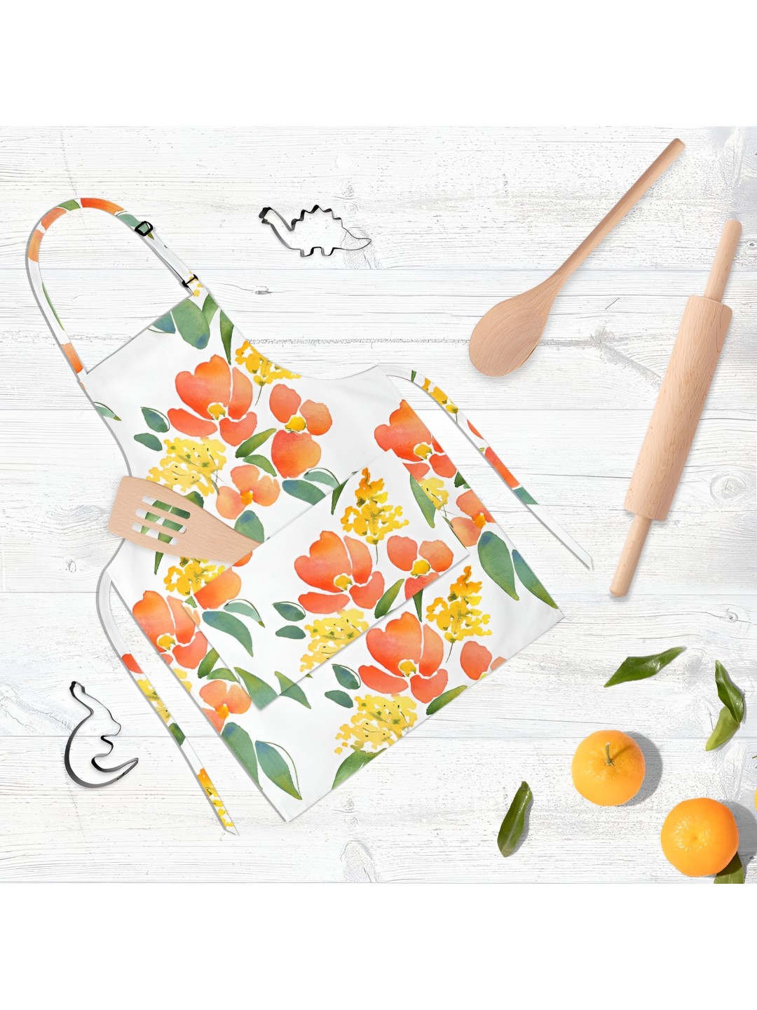 

ArtzFolio White & Yellow Printed Cotton Aprons