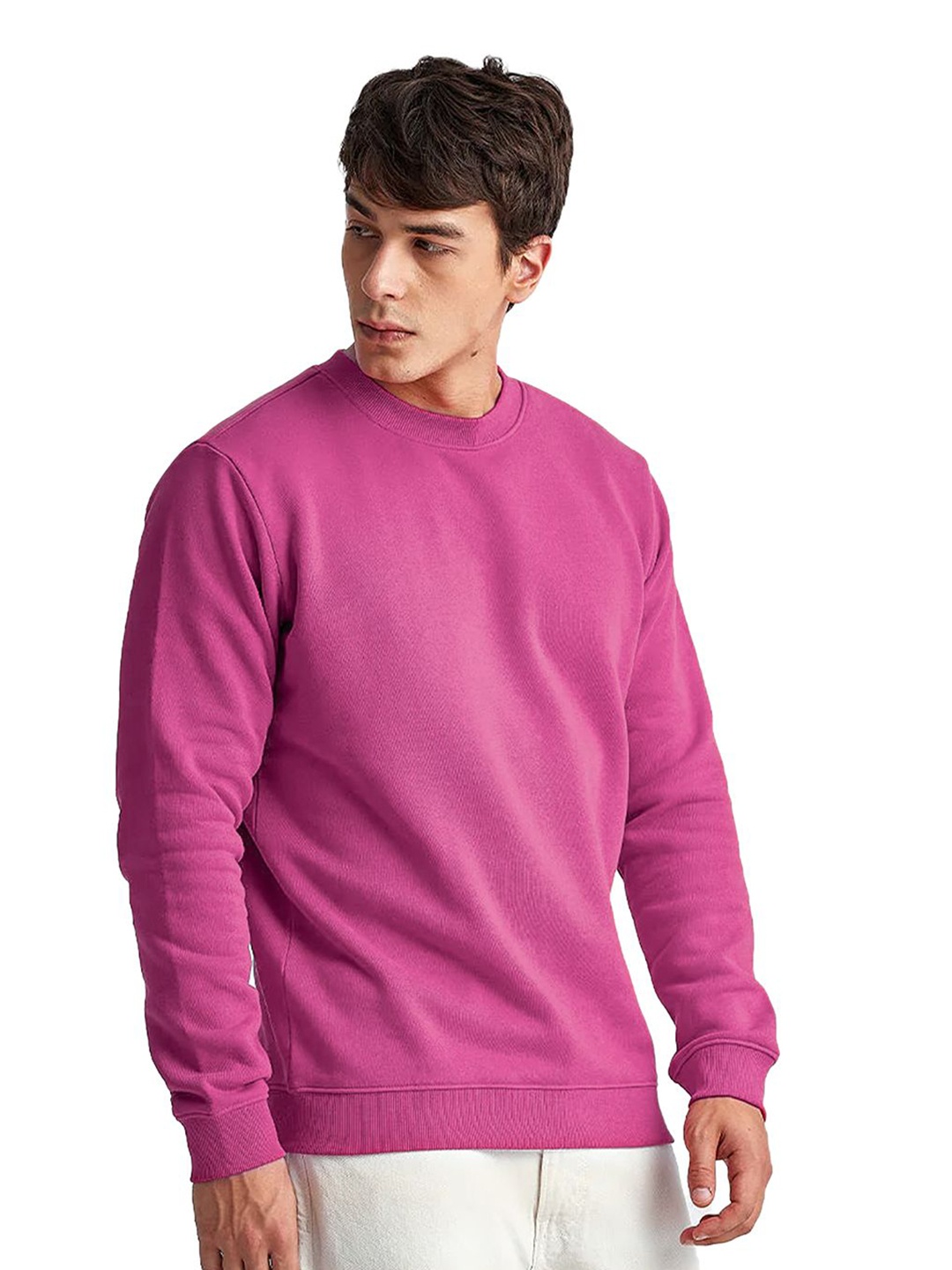 

SONIBROS Mens Plain Solid Sweatshirt, Pink