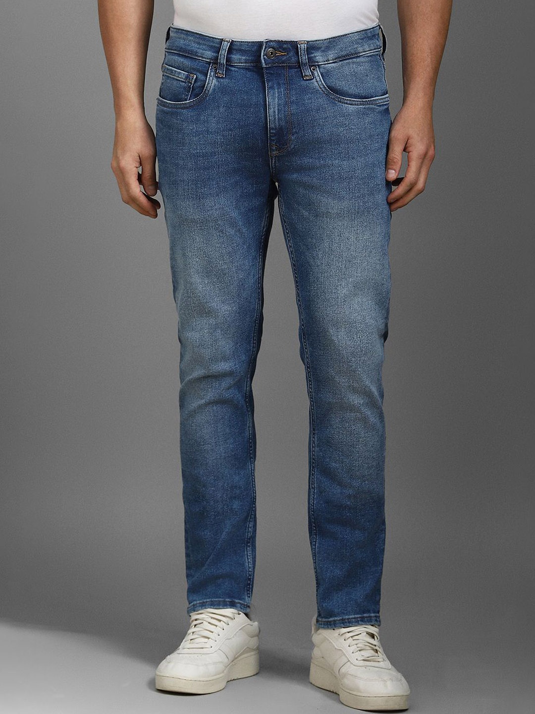 

Louis Philippe Jeans Men Slim Fit Heavy Fade Cotton Jeans, Blue