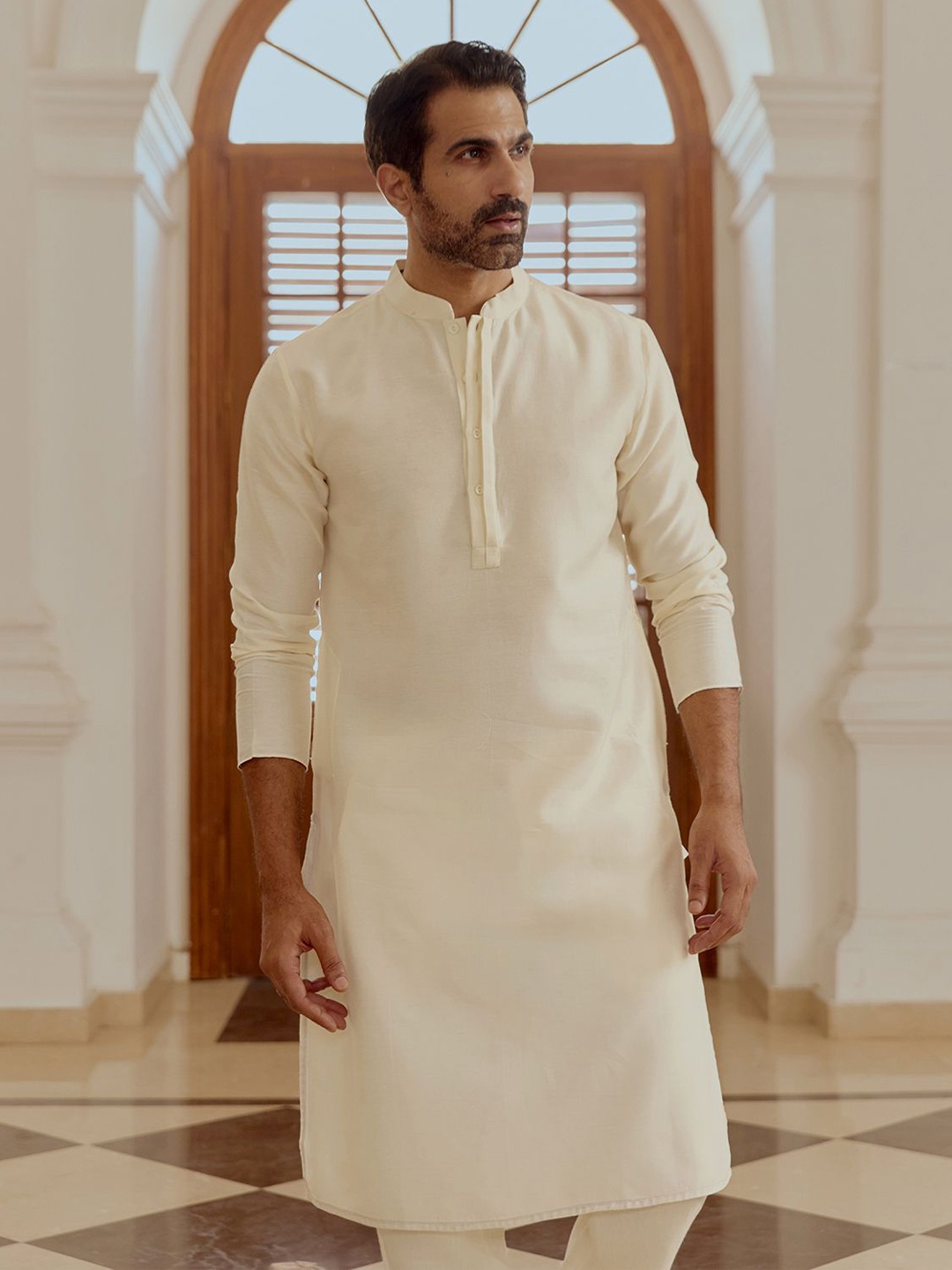 

Andamen Mandarin Collar Straight Kurta, Off white