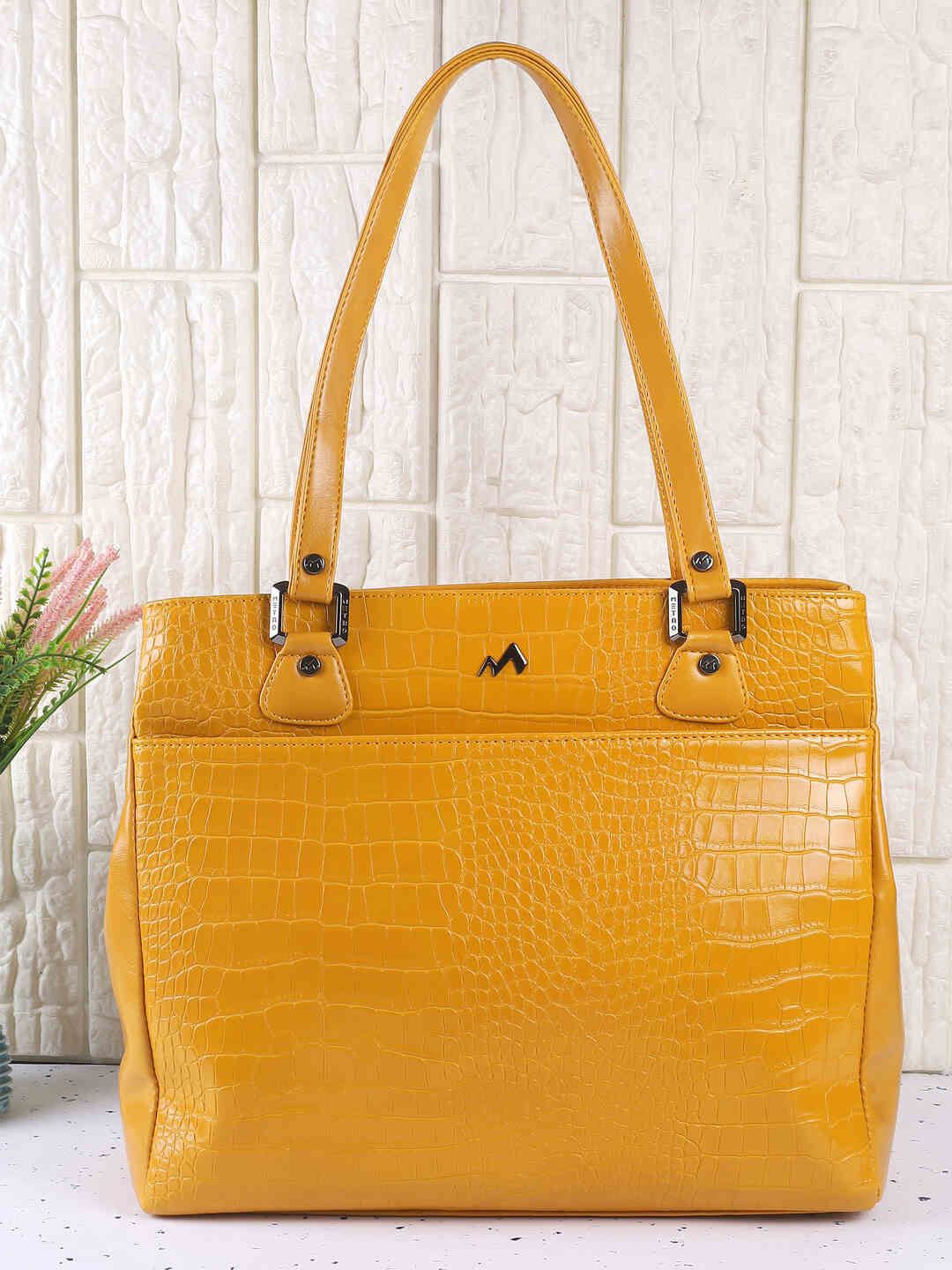 

Metro Women Textured Structured Shoulder Bag, Mustard