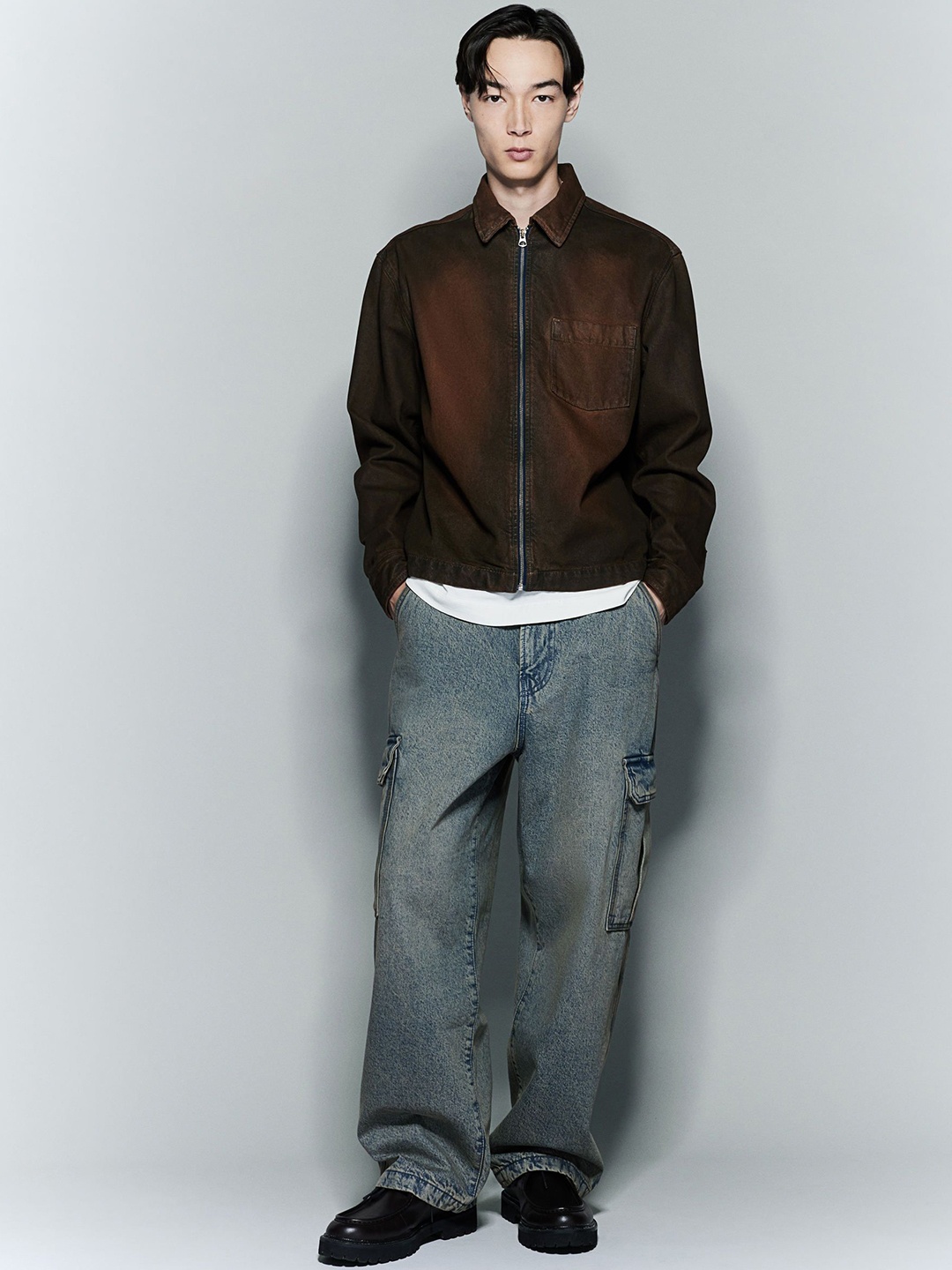 

H&M Men Baggy Cargo Jeans, Blue