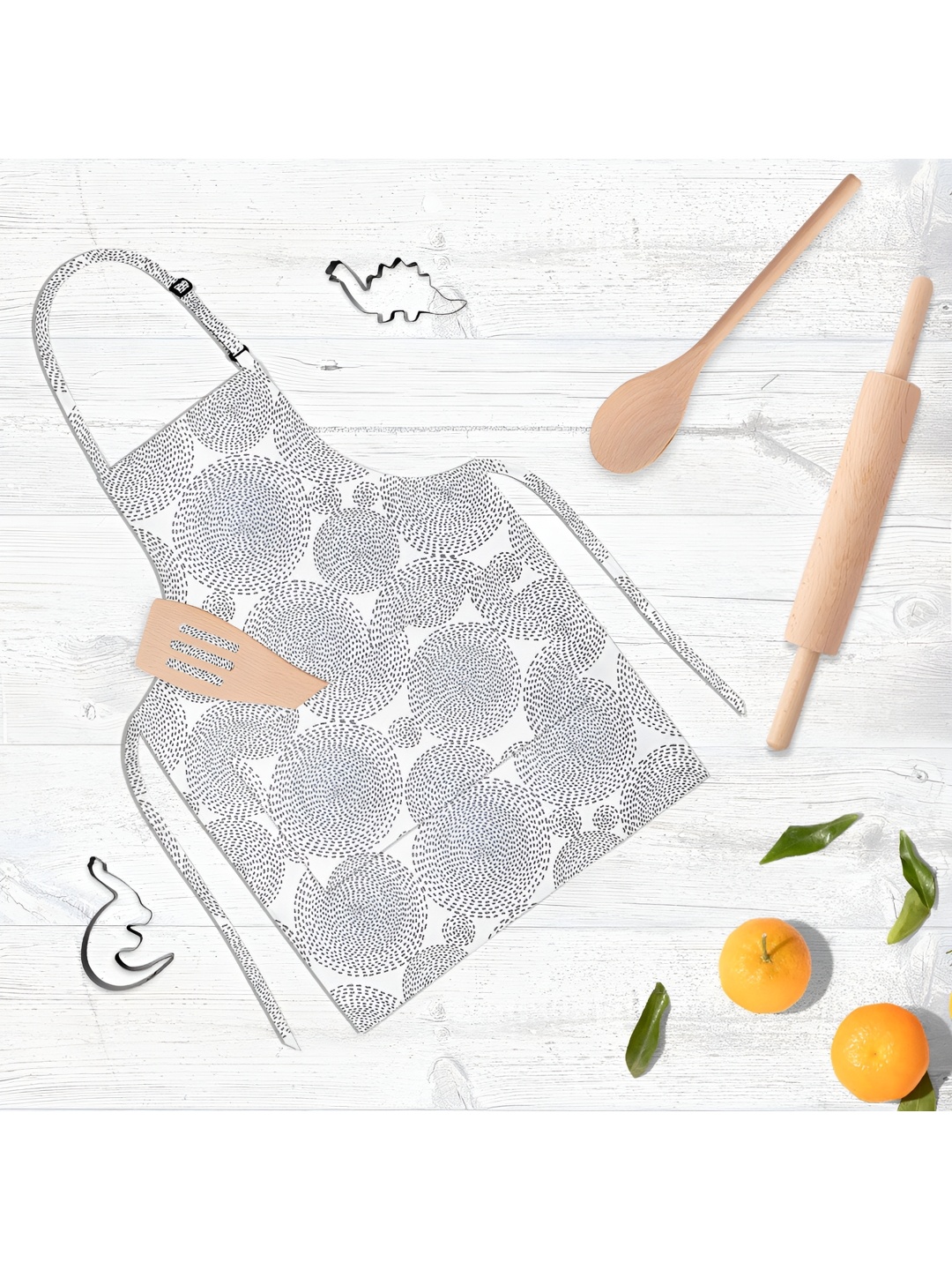 

ArtzFolio Grey & White Printed Pure Cotton Apron