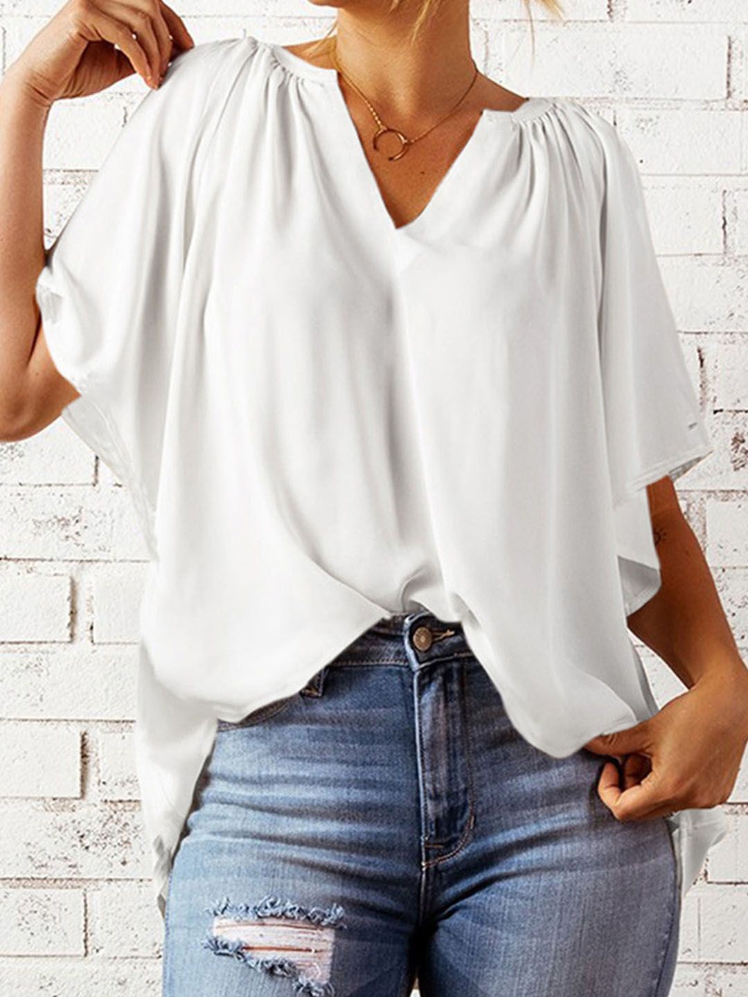 

StyleCast Women Extended Sleeves Top, White