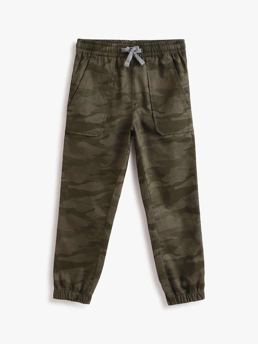 

Campana Boys Camouflage Printed Joggers Trousers, Olive