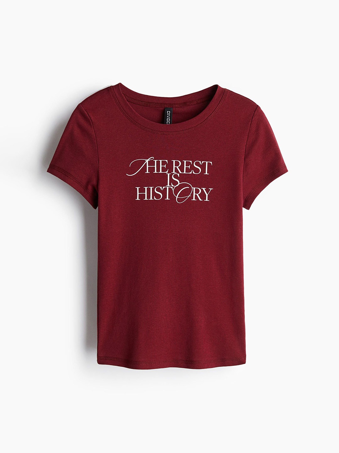 

H&M Pure Cotton Ribbed T-Shirt, Red