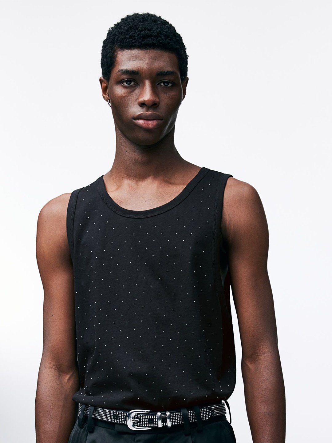 

H&M Rhinestone-Embellished Vest Top, Black