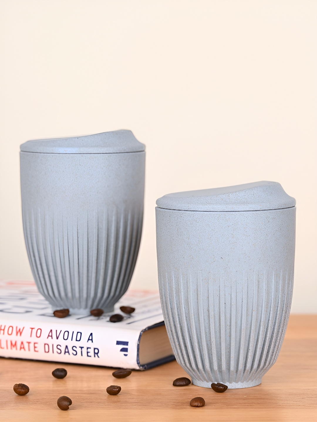 

eha Blue 2 Pieces Matte Textured Mugs 350 ml each