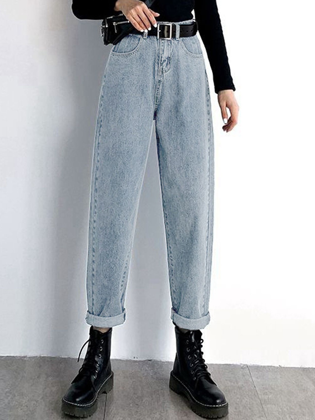 

LULU & SKY Women Jean High-Rise Heavy Fade Jeans, Blue