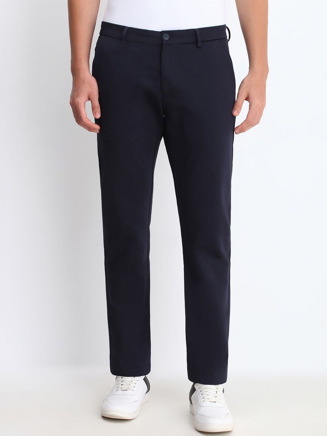 

Allen Solly Men Mid-Rise Slim Fit Formal Trousers, Navy blue