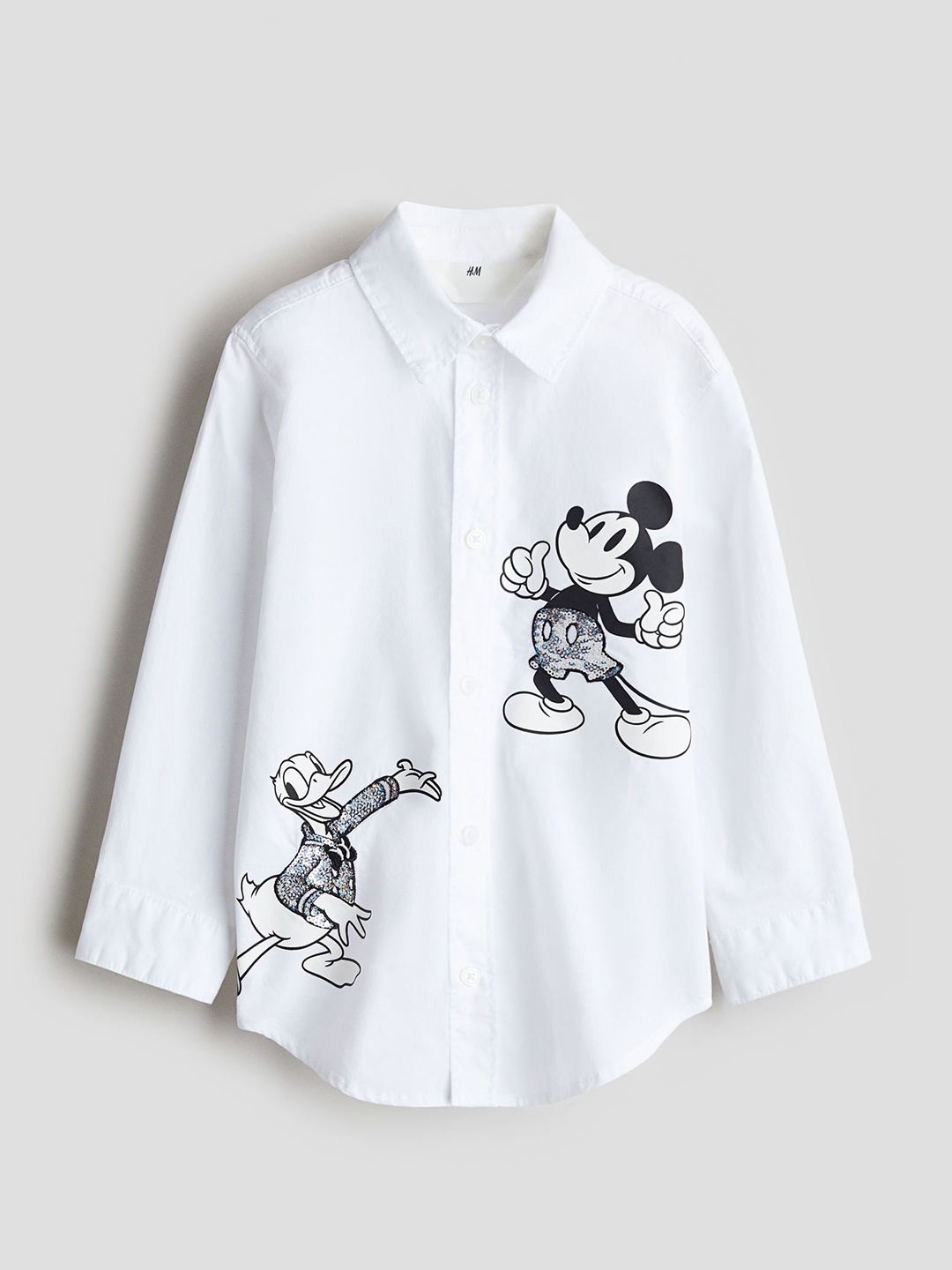 

H&M Boys Sequinned Motif-Detail Cotton Shirt, White